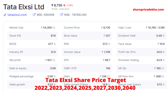 Tata Elxsi Share Price Target 2022,2023,2024,2025,2027,2030,2040 In Hindi
